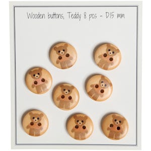 Wooden Buttons - Made by Grandma - 18 mm (0.71 in)