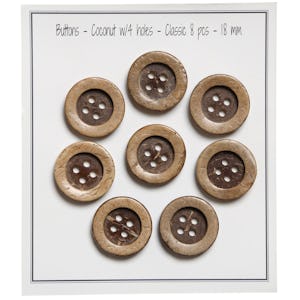Wooden Buttons - Round Groove - Bright, Accessories