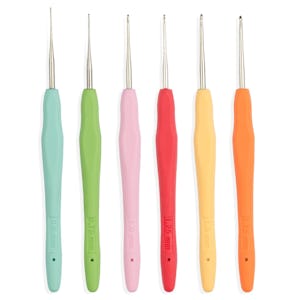 CLOVER AMOUR Steel Crochet Hook Set. 7 Small Sizes 0-12 With Comfort Grip  Handles. for Fine Crochet Like Lace, Doilies, Thread. 3675 