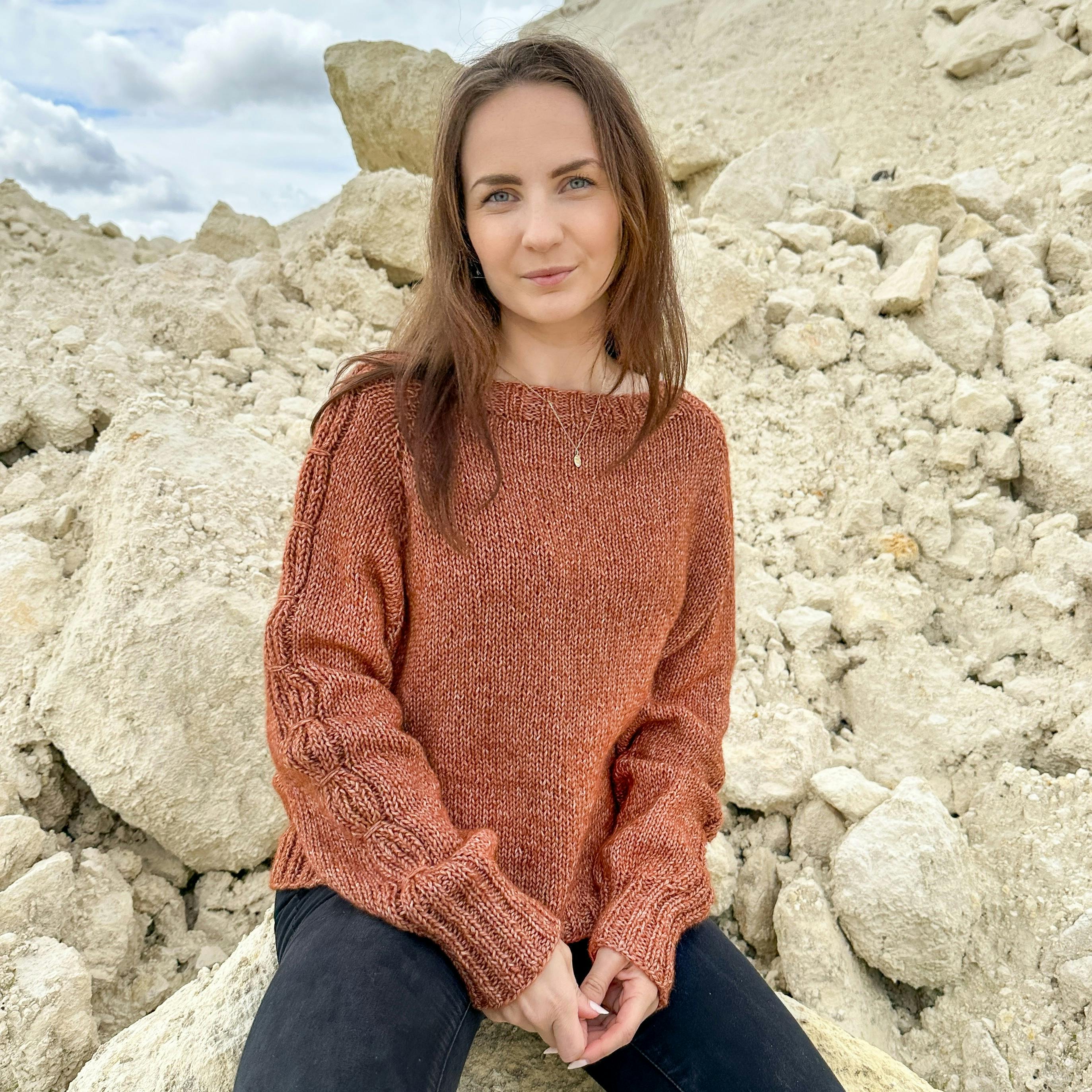 Anette - Print Moss Stitch Sweater | Patterns | - Hobbii.com